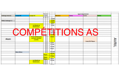 Calendrier compétitions 2022